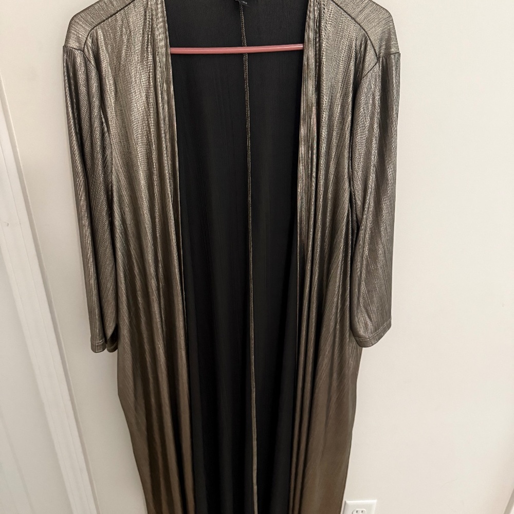 Metallic Gold Women's Open Front Cardigan